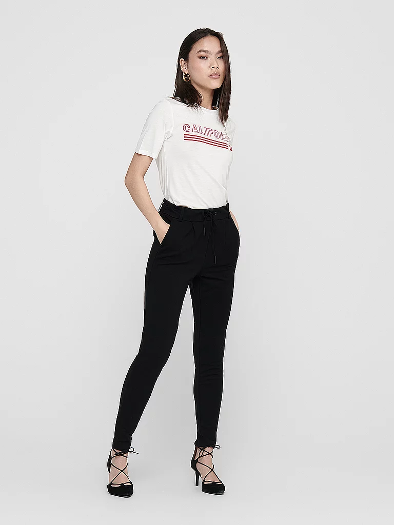 Jogger Pants ONLY "ONLPOPTRASH – Joggerhose mit Tunnelzugbund und Stretch", Damen, Gr. M (38), Länge 32, schwarz, Milano Rib, Obermaterial: 63% Viskose (LENZING™ ECOVERO™), 32% Nylon, 5% Elasthan, gerade, unten schmal knöchellang, Hosen, casual, Milano Ri 7