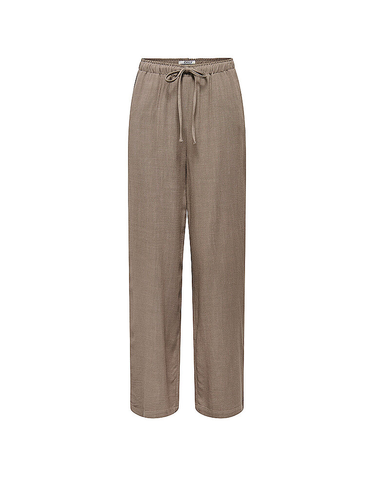Schlupfhose ONLY "ONLSIESTA MW PULL-UP LINEN BL PNT NOOS", Damen, Gr. M, Länge 32, walnut, Web, Obermaterial: 80% Viskose, 20% Leinen, unifarben, straight fit normal, Hosen Schlupfhose, Viskosemischung