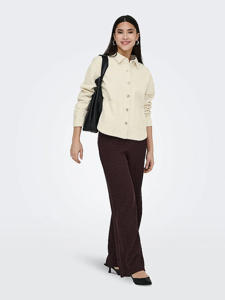 Schlupfhose ONLY "ONLILSE PANT STRUCTURE JRS NOOS", Damen, Gr. S, N-Gr, deep mahogany, Jersey, Obermaterial: 100% Polyester, unifarben, regular fit lang, Hosen Schlupfhose, Kunstfaser, regular fit 2