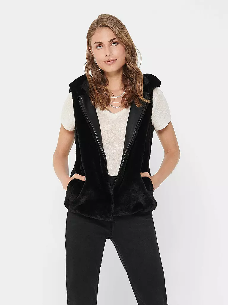 ONLY | Gilet in Felloptik ONLMALOU  | schwarz