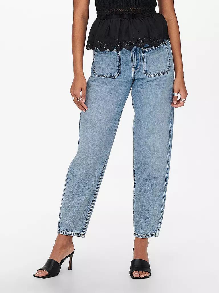 ONLY | Highwaist Jeans Mom Fit | hellblau