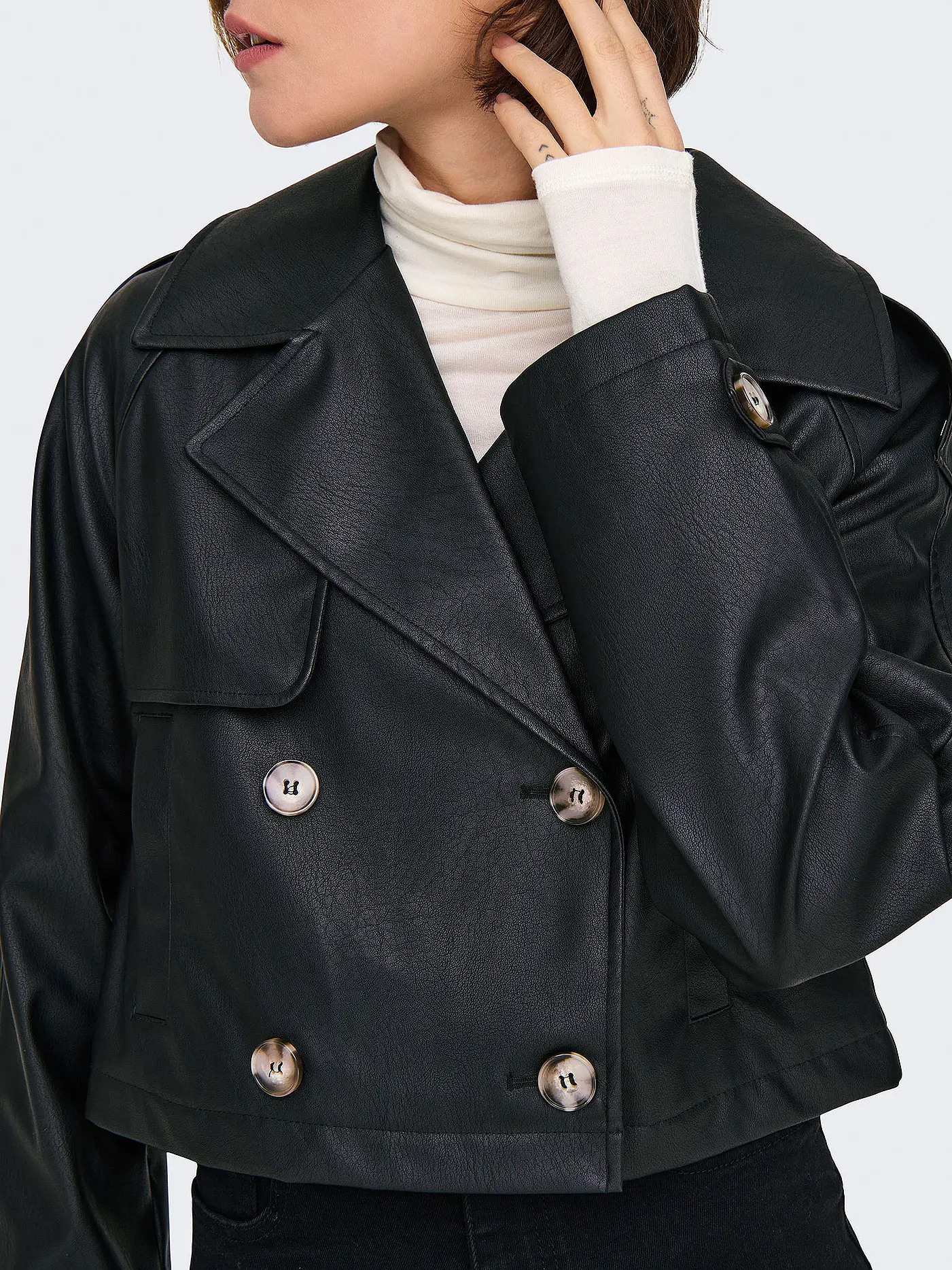 ONLY | Jacke in Lederoptik ONLAMIA  | schwarz