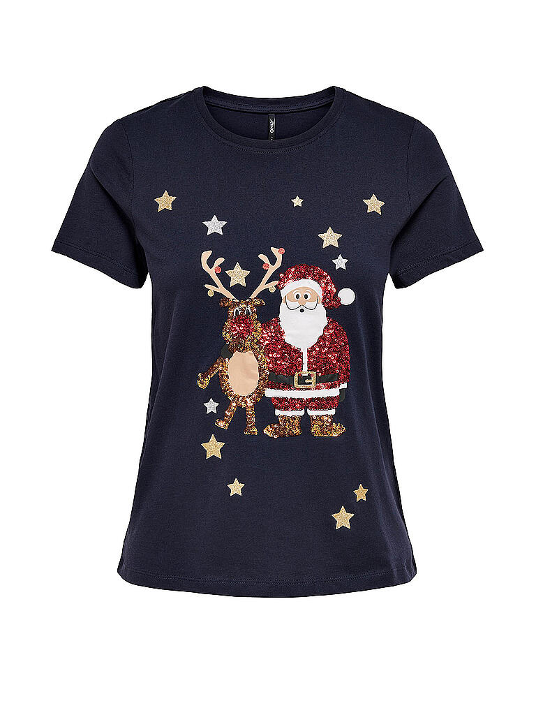 ONLY | T Shirt " ONLYRSA CHRISTMAS " | blau