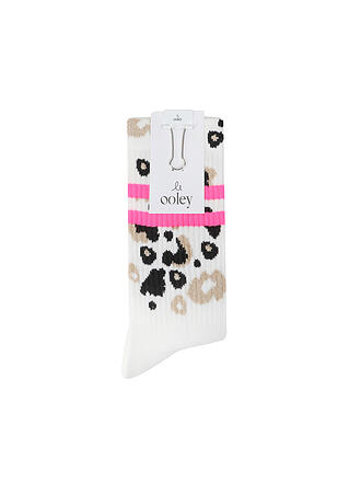 OOLEY | Socken LEO Allover Neon Pink weiss