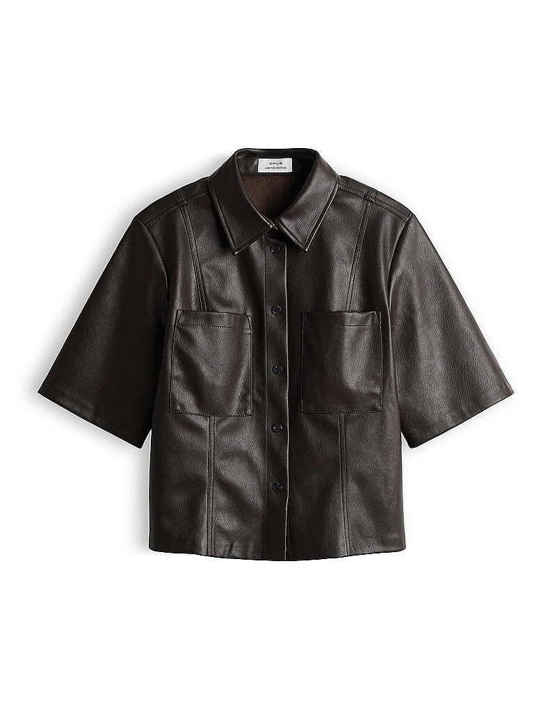 OPUS Hemdbluse in Lederoptik FELEATHER braun | 38
