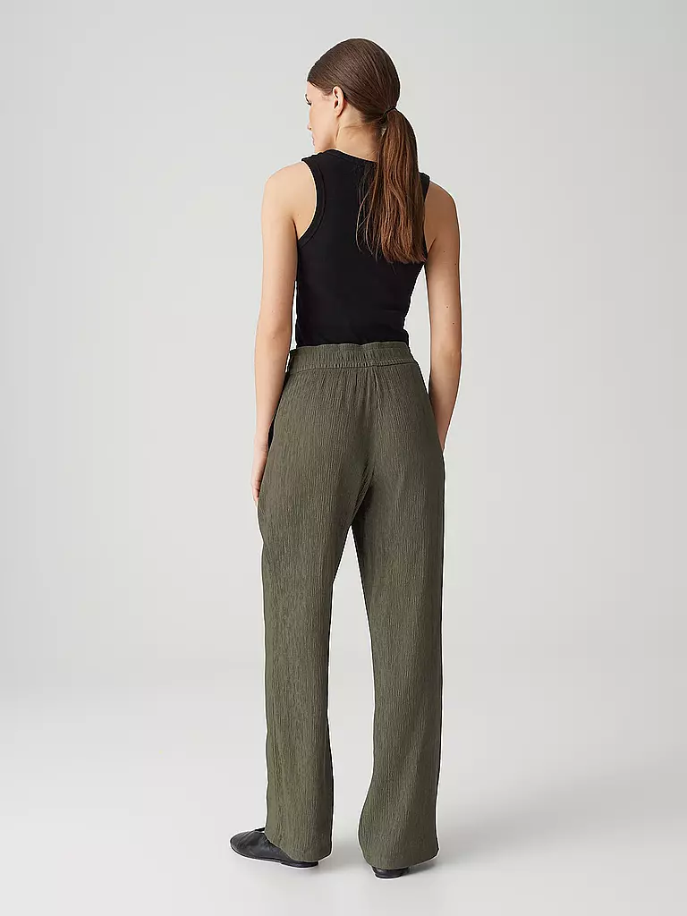 OPUS | Hose Jogging Fit MAROU CRINKLE | dunkelgrün