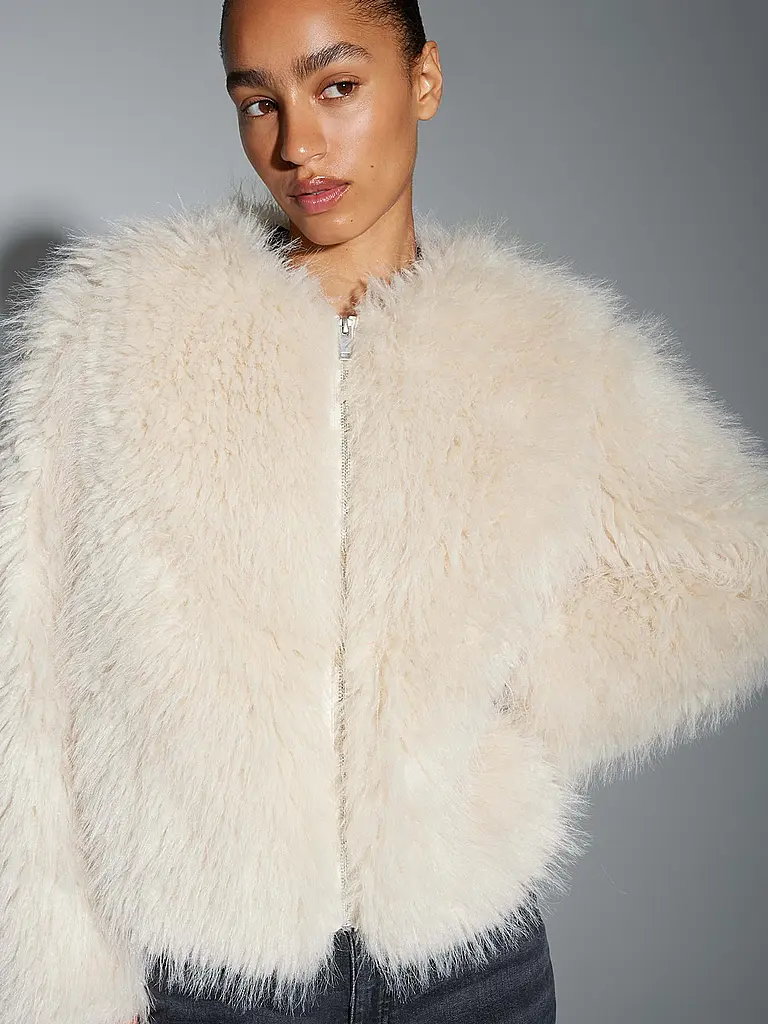 OPUS | Jacke in Felloptik HETI | Beige