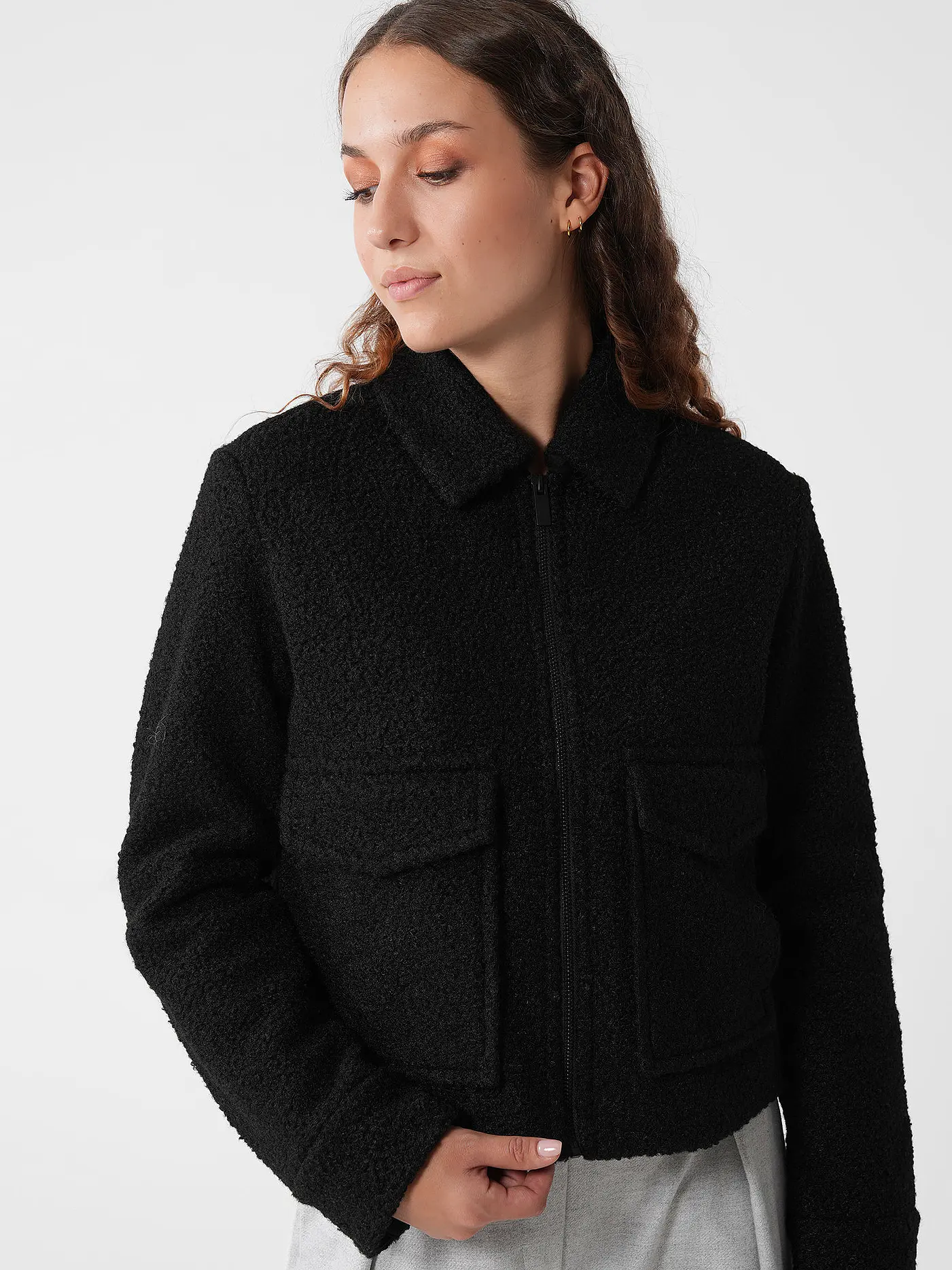 OPUS | Jacke in Felloptik HOLMA | schwarz