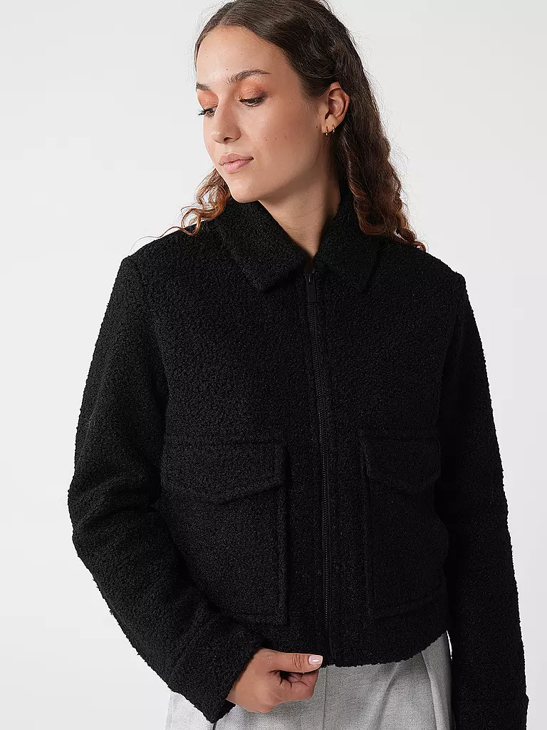 OPUS | Jacke in Felloptik HOLMA | schwarz