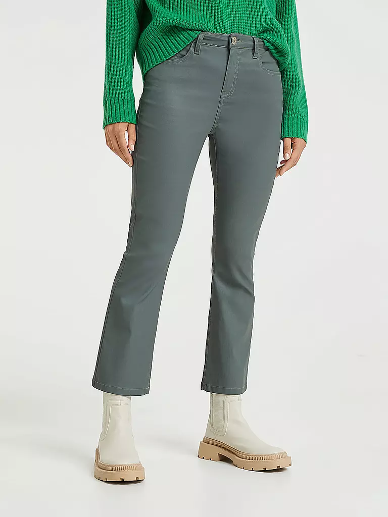OPUS | Jeans in Lederoptik 7/8 EMEDA | dunkelgrün