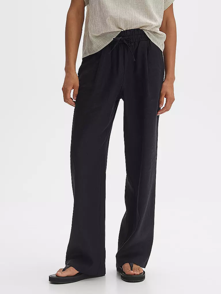 OPUS | Leinenhose MAROU | schwarz