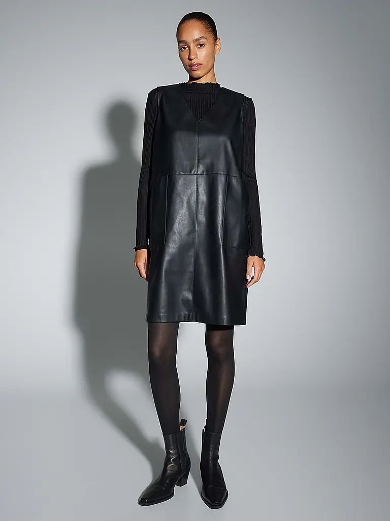 OPUS | Minikleid in Lederoptik WANCY | Schwarz