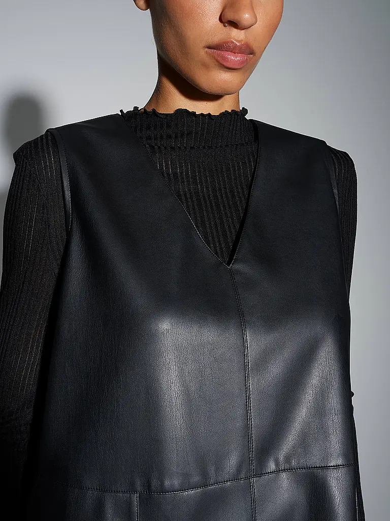 OPUS | Minikleid in Lederoptik WANCY | Schwarz