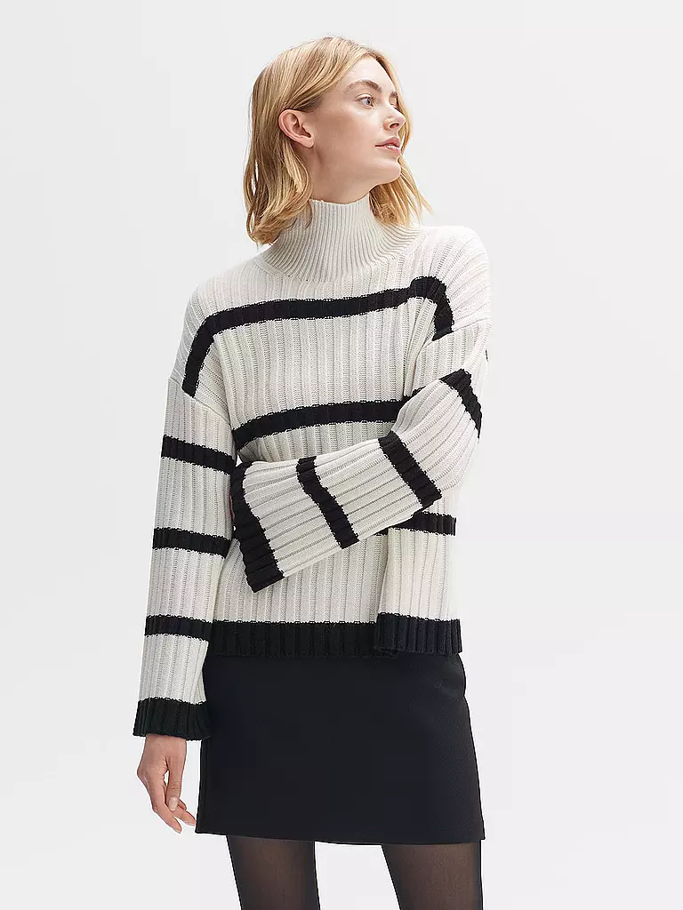 OPUS | Rollkragenpullover PORY STRIPE | creme