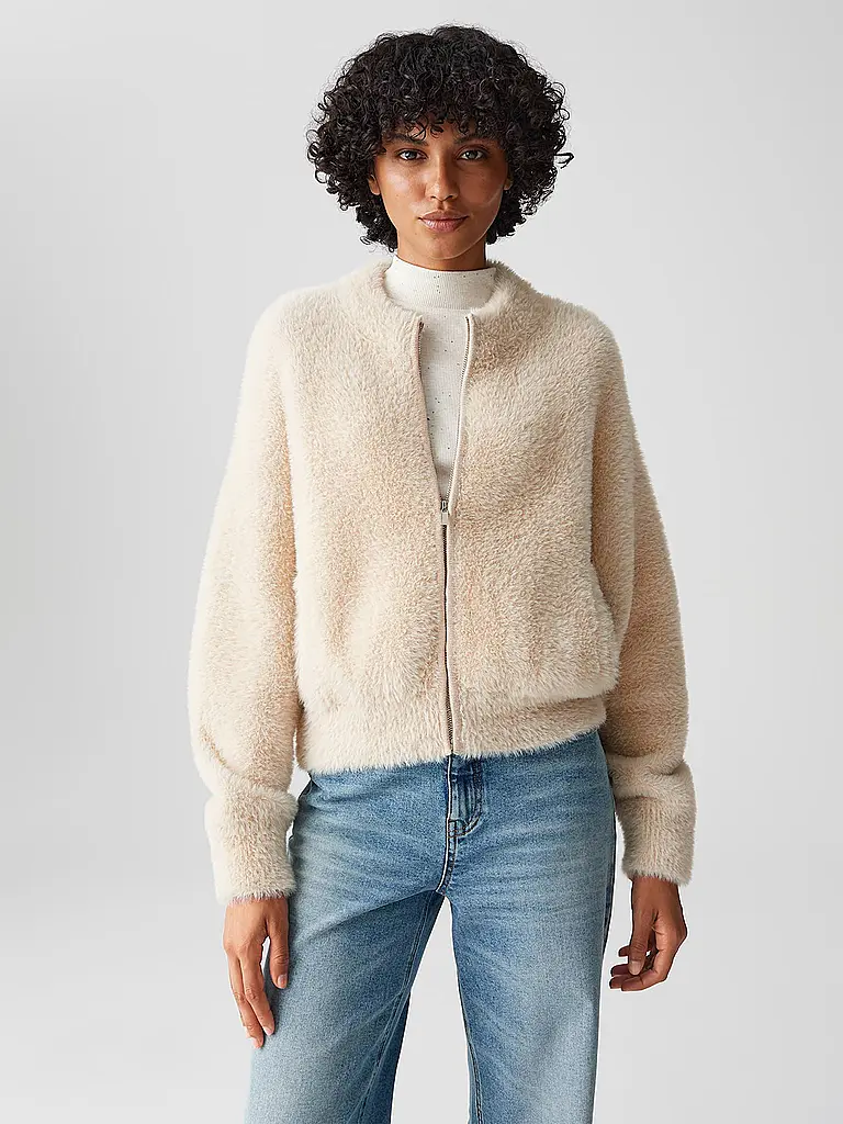 OPUS | Strickjacke in Felloptik DORES | Beige