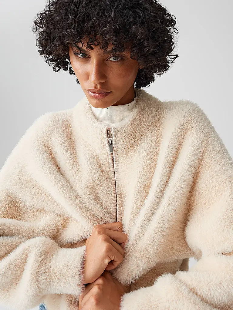 OPUS | Strickjacke in Felloptik DORES | Beige