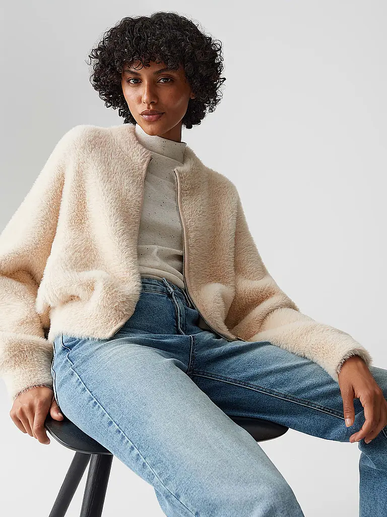 OPUS | Strickjacke in Felloptik DORES | Beige