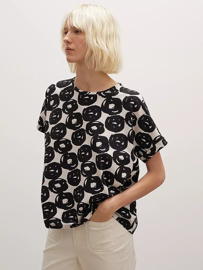 OPUS | T-Shirt SELINE PRINT | schwarz