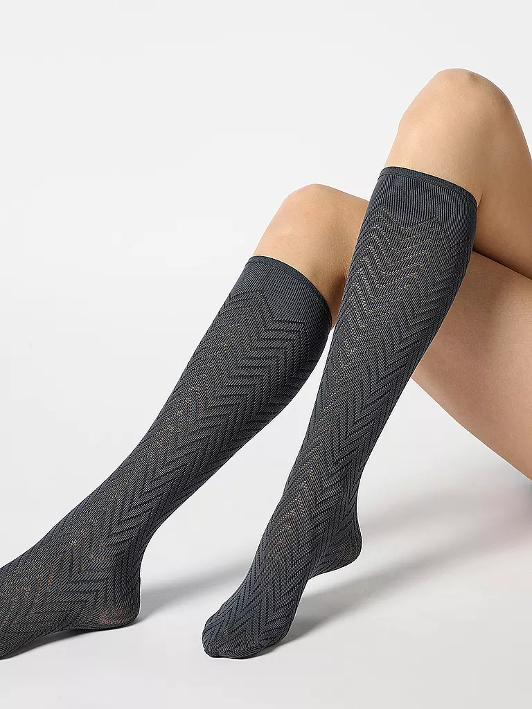 OROBLU | Kniestrümpfe TWEED nearly black | dunkelgrün
