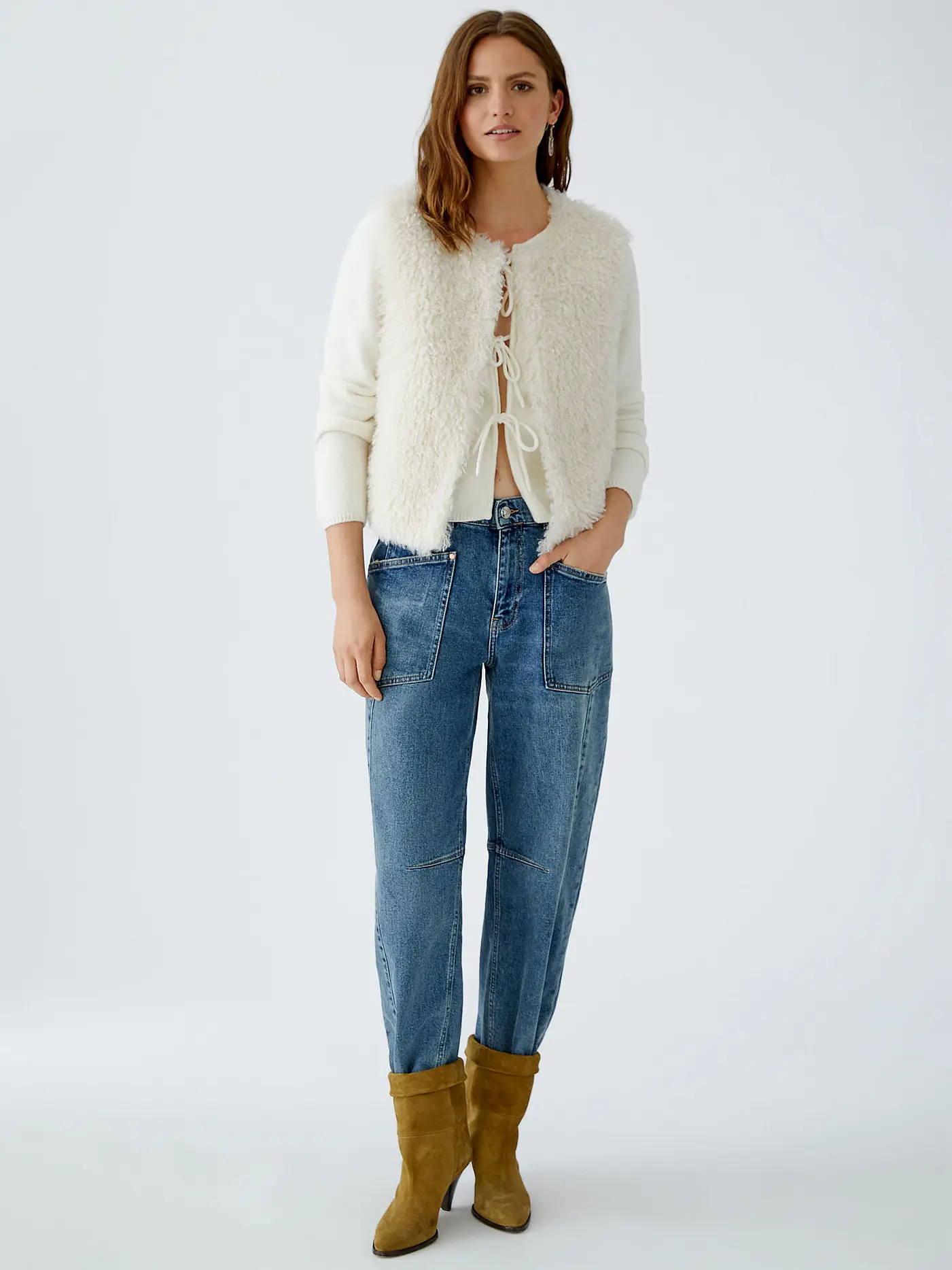OUÍ | Gilet in Felloptik | creme