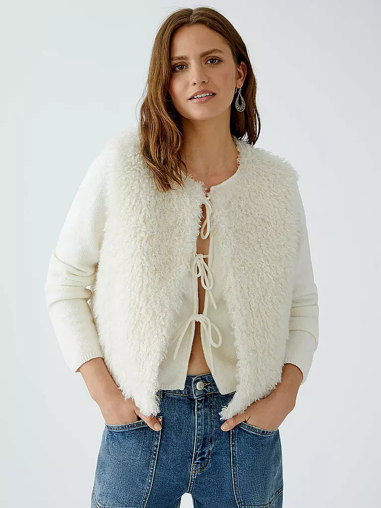 OUÍ | Gilet in Felloptik | creme