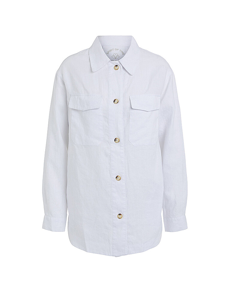 OUÍ Leinen Overshirt weiß | 40