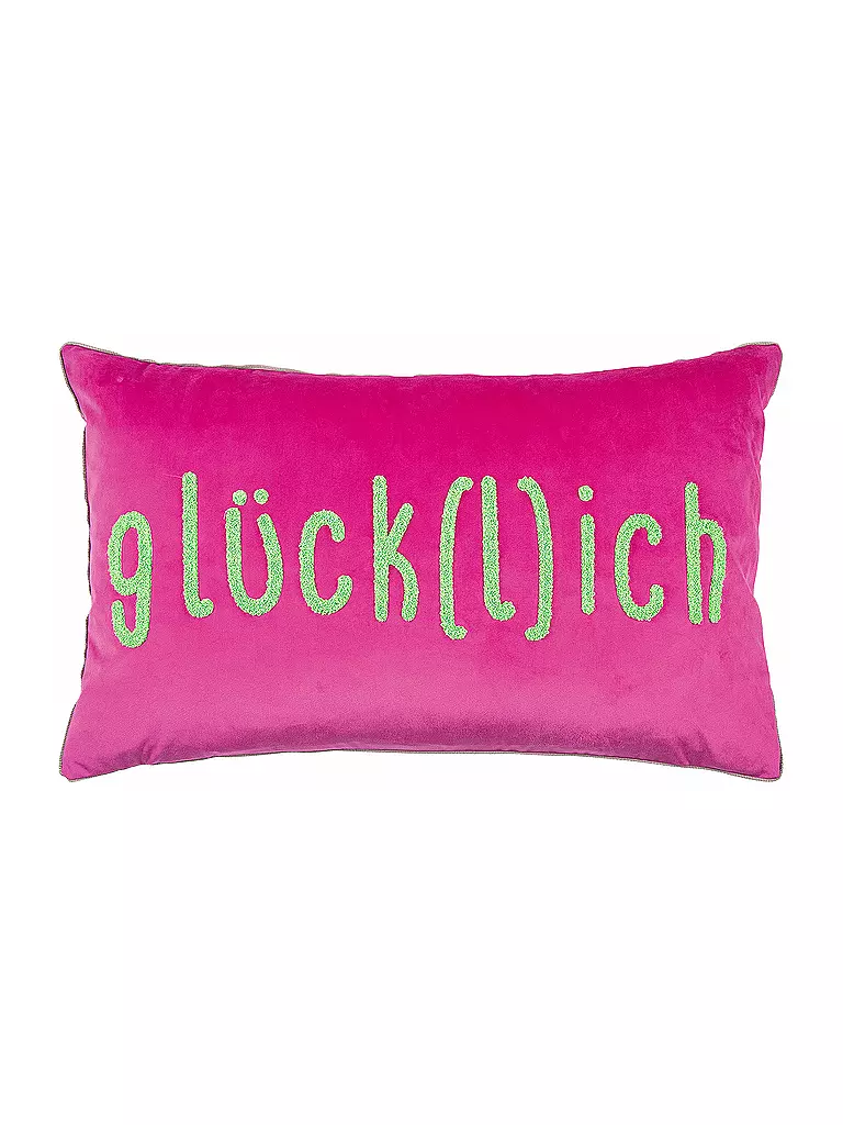 PAD | Kissenhülle LETTER GLÜCKLICH 30x60cm Hot Pink | pink