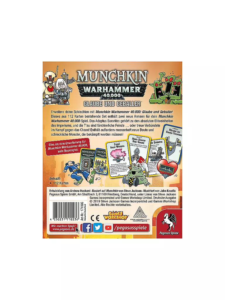 PEGASUS | Munchkin Warhammer 40.000: Glaube und Geballer (Erweiterung) | bunt