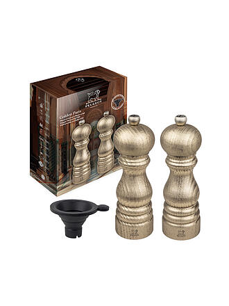 PEUGEOT | Salz- und Pfeffermühlen Set GOLDEN PARIS 18cm Buchenholz Gold