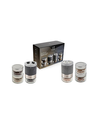PEUGEOT | Geschenkset MAESTRO DUO Pfeffermühle Salzmühle 15cm Wechsel Gewürzgläser Schwarz, Grau 
