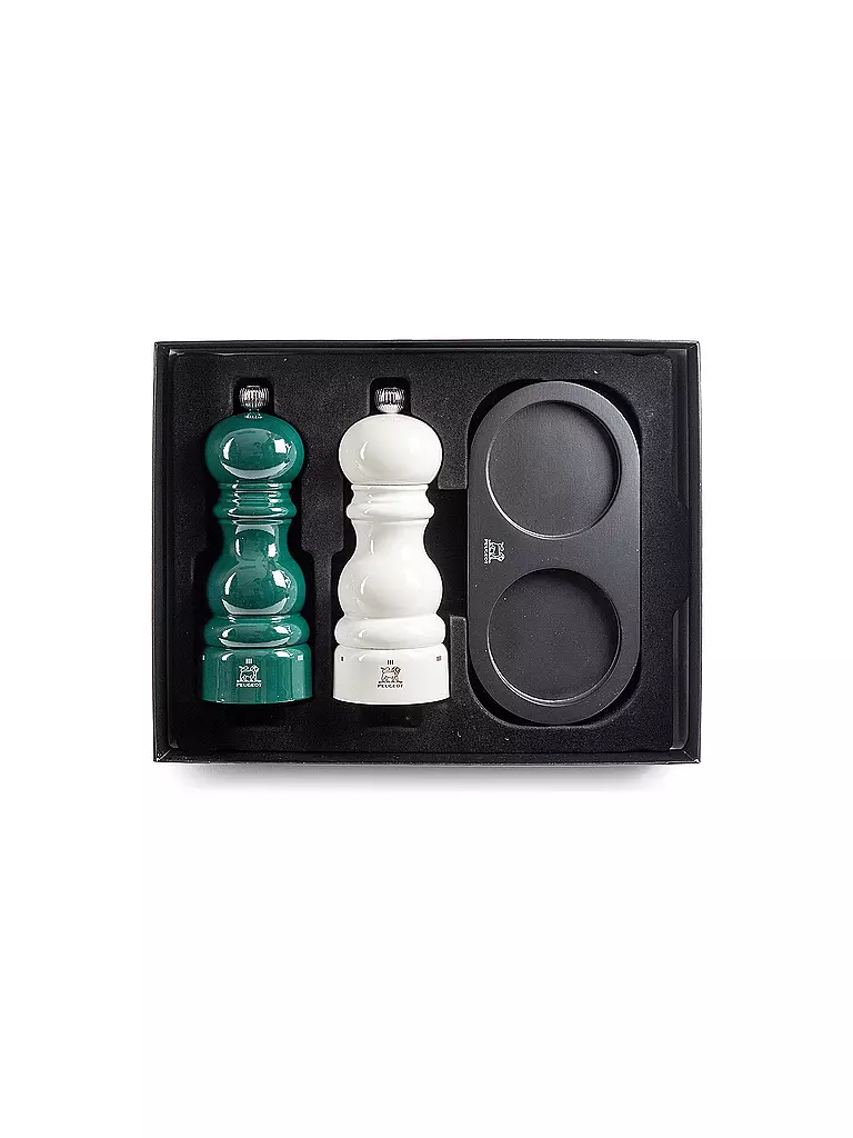 PEUGEOT | Geschenkset - Duo u'Select Paris Pfeffer- und Salzmühle 15 cm, mit schwarzem Menage Gruen und Elfenbein  | dunkelgrün