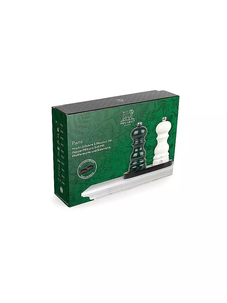 PEUGEOT | Geschenkset - Duo u'Select Paris Pfeffer- und Salzmühle 15 cm, mit schwarzem Menage Gruen und Elfenbein  | dunkelgrün