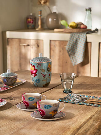 PIP STUDIO | Cappuccinotasse mit Untertasse 2er Set 280ml BLOOMING TALES Fantasy Khaki