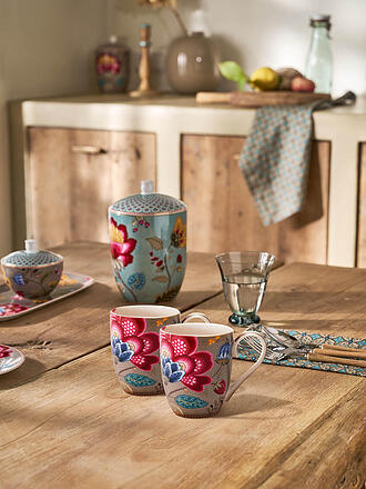 PIP STUDIO | Henkelbecher 2er Set 450ml  XLarge BLOOMING TALES Fantasy Khaki