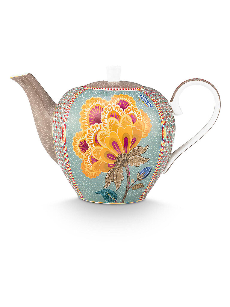 PIP STUDIO Teekanne Large 1600ml BLOOMING TALES Fantasy Khaki - Blue hellblau