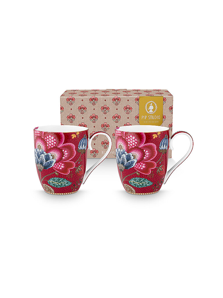 PIP STUDIO Henkelbecher  2-tlg. BLOOMING TALES 2x450ml Fantasy Darkred dunkelrot