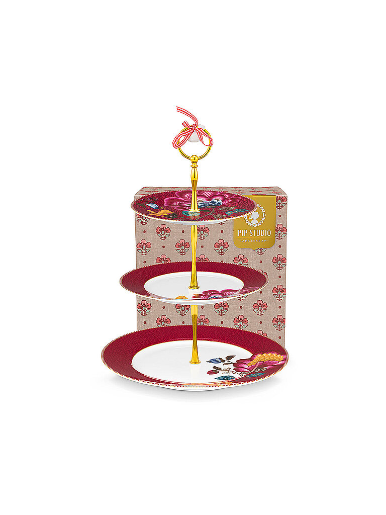 PIP STUDIO Etagere 3-Stufig BLOOMING TALES 21cm Fantasy Darkred dunkelrot
