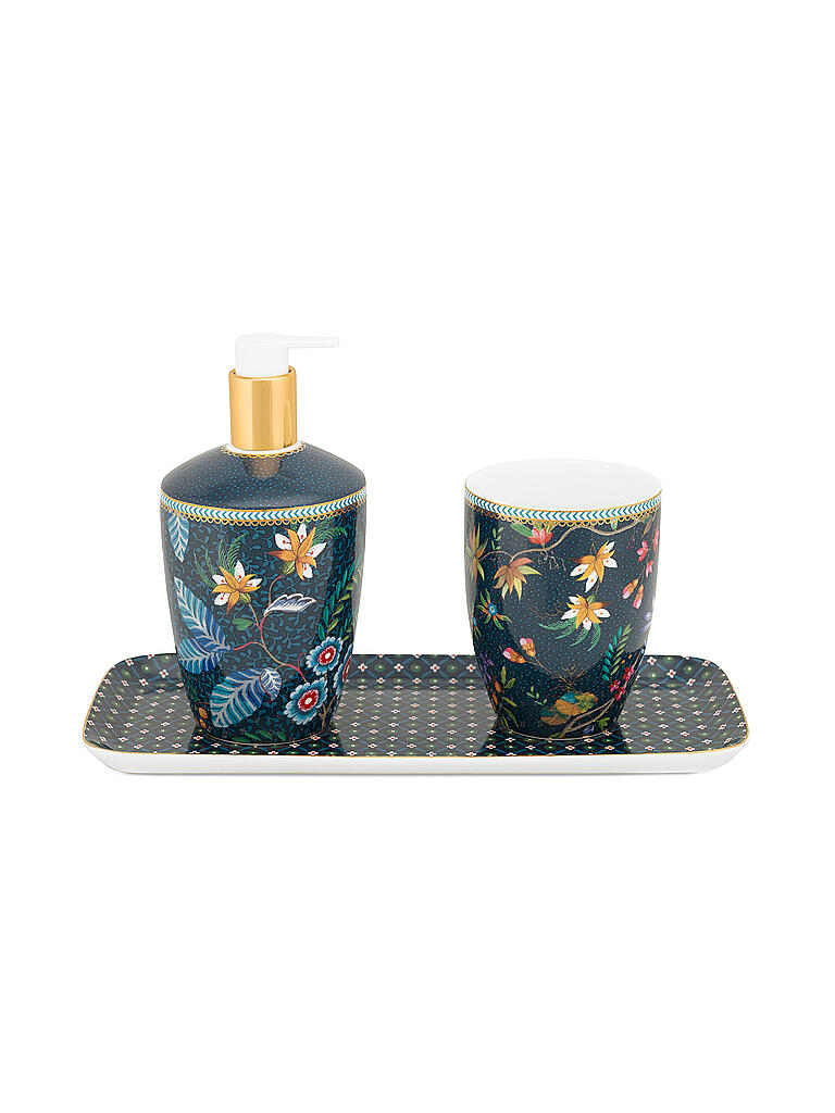 PIP STUDIO | Badaccessoires Set 3 tlg Flowery Dark Blue | dunkelblau