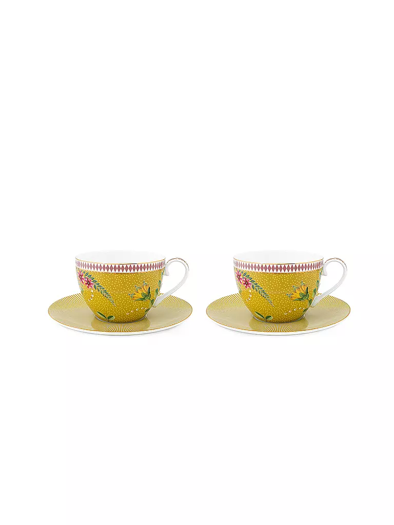 PIP STUDIO | Cappuccinotasse mit Untertasse Set 2er LA MAJORELLE 280ml Gelb | gelb