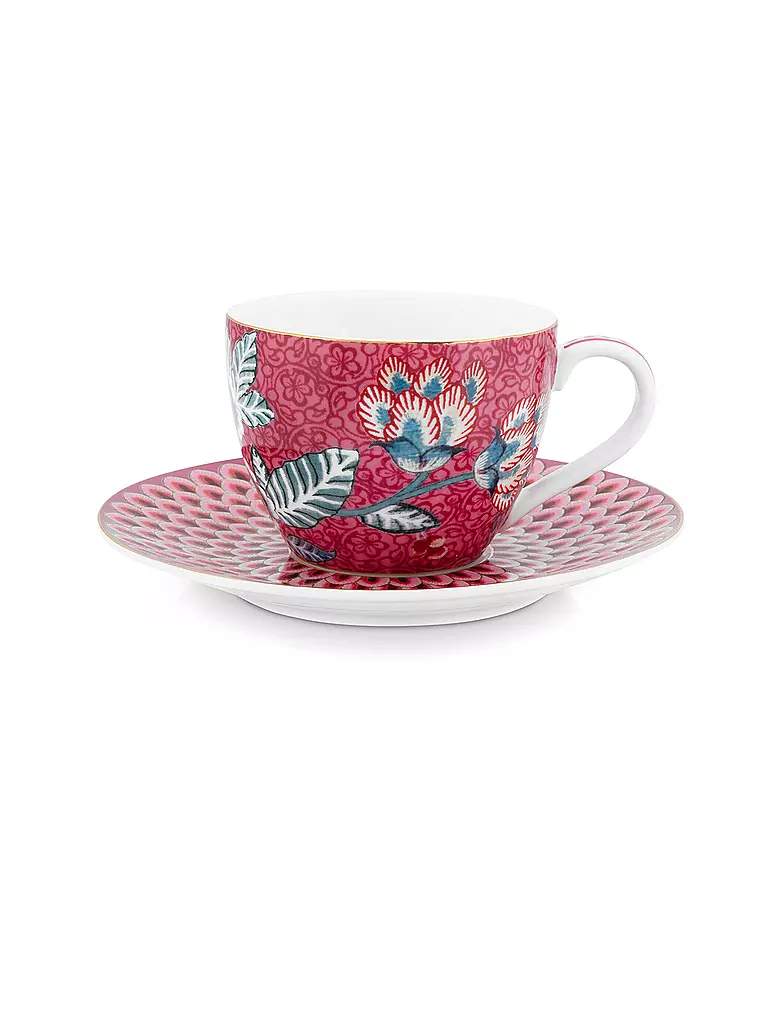 PIP STUDIO | Espressotasse mit Untertasse 120ml Flower Festival Dark Pink | beere