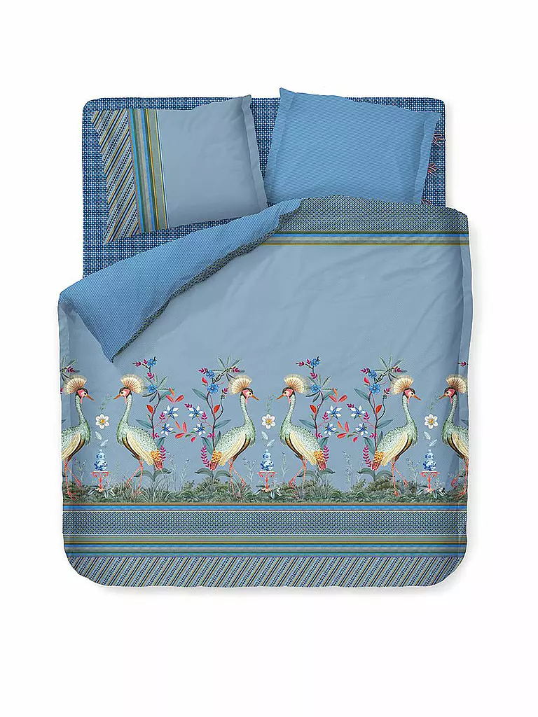 PIP STUDIO | Perkal Bettwäsche  Flirting Birds 2x 70x90cm / 200x200cm Blue | blau