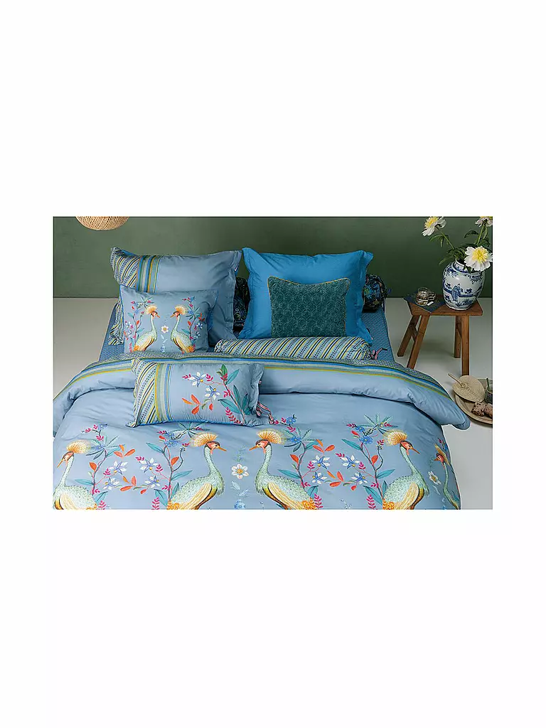 PIP STUDIO | Perkal Bettwäsche  Flirting Birds 2x 70x90cm / 200x200cm Blue | blau