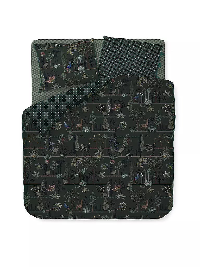 PIP STUDIO | Perkal Bettwäsche ALBERI 2x 70x90cm/200x200cm Dark Green | dunkelgrün