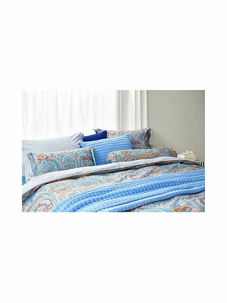 PIP STUDIO | Perkal Bettwäsche JABALI FLOWER 70x90cm / 140x200cm Blau | rosa