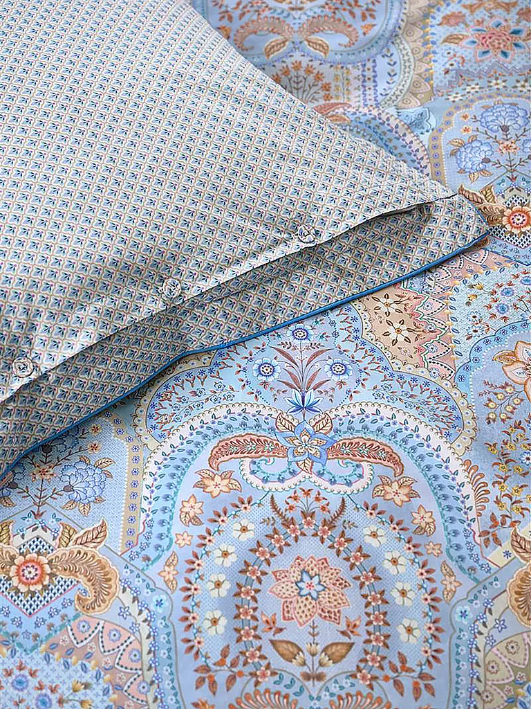 PIP STUDIO | Perkal Bettwäsche JABALI FLOWER 70x90cm / 140x200cm Blau | rosa