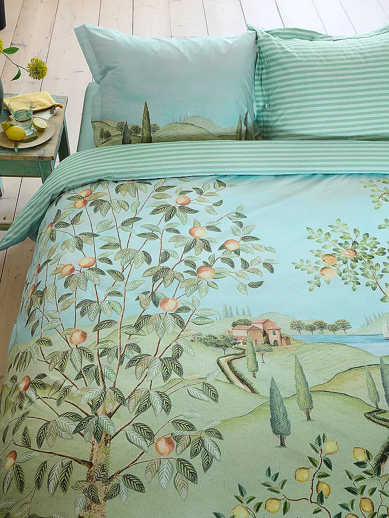 PIP STUDIO | Perkal Bettwäsche LA CAMPAGNA 2x 70x90cm/200x200cm Gruen | grün