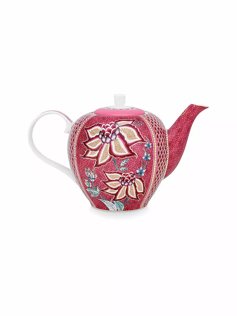 PIP STUDIO | Teekanne Large 1600ml Flower Festival Dark Pink | hellblau