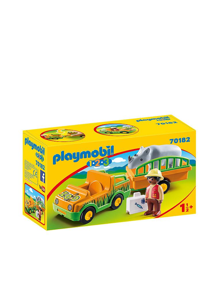 PLAYMOBIL | 1,2,3  - Zoofahrzeug mit Nashorn 70182 | gelb