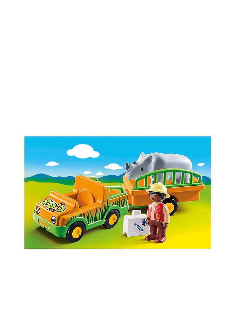 PLAYMOBIL | 1,2,3  - Zoofahrzeug mit Nashorn 70182 | gelb