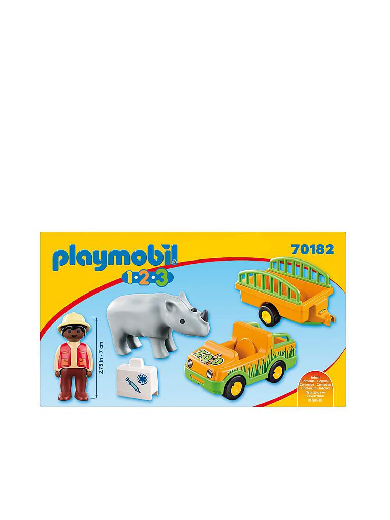PLAYMOBIL | 1,2,3  - Zoofahrzeug mit Nashorn 70182 | gelb